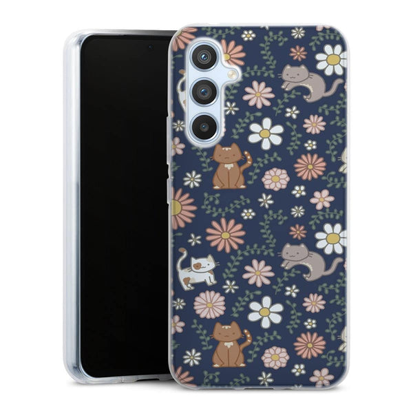 Coque Samsung Galaxy A54 5G Floral meower marine