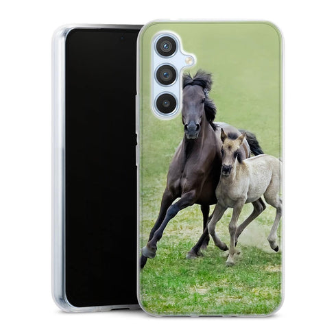 Coque Samsung Galaxy A54 5G Horses, Wild Duelmener ponies, mare and foal