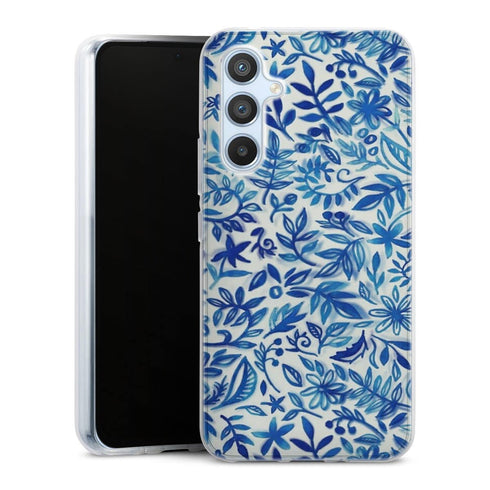 Coque Samsung Galaxy A54 5G Jardin flottant motif aquarelle en bleu