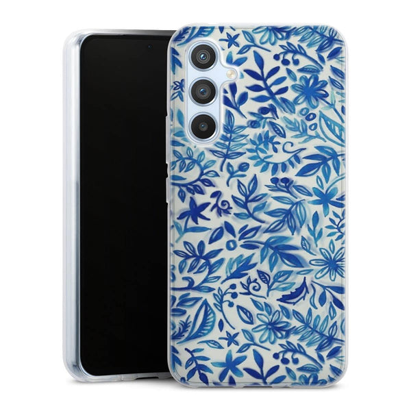 Coque Samsung Galaxy A54 5G Jardin flottant motif aquarelle en bleu