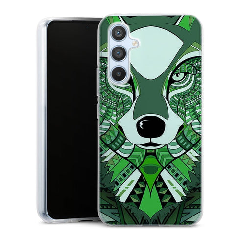 Coque Samsung Galaxy A54 5G Loup Vert Azteque