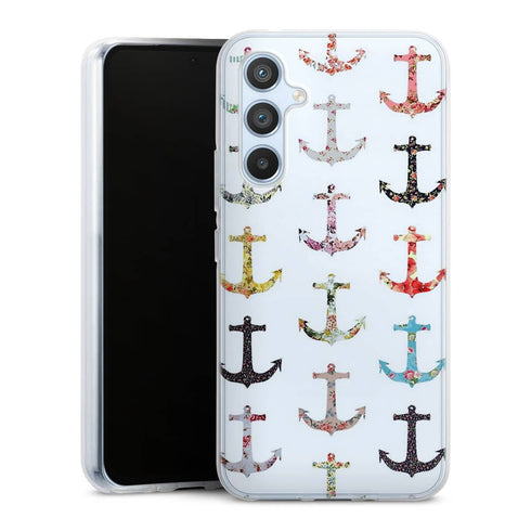 Coque Samsung Galaxy A54 5G Pattern Ancre floral avec rose