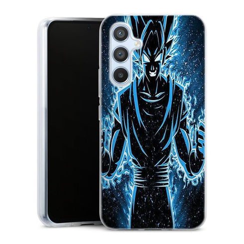 Coque Samsung Galaxy A54 5G Goku Electrique, housse silicone Manga Dragon Ball Bleu Combat