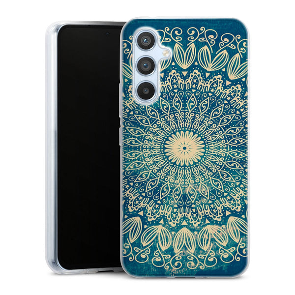 Coque pour Samsung A54 5G Blue organic boho mandala, motif aesthetic boheme
