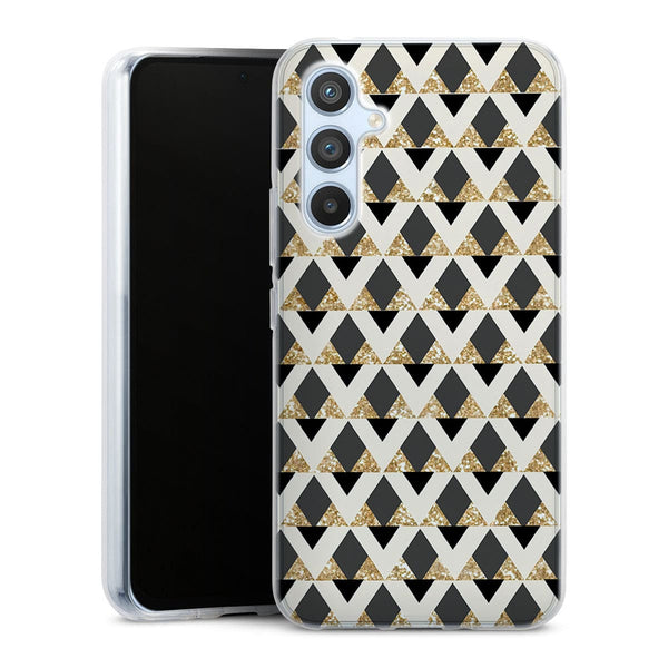 Coque pour Samsung A54 5G Glitter triangles in gold black and nude
