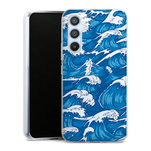 Coque Samsung Galaxy A54 5G Storm Waves Seamless Pattern Ocean