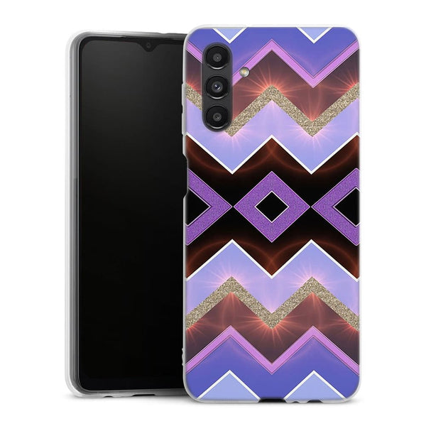 Coque pour Samsung A04S Chevrons Azteque Violet