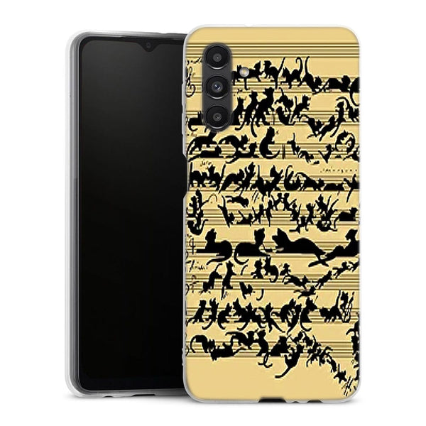 Coque Samsung Galaxy A04S Clef musicale pour chat