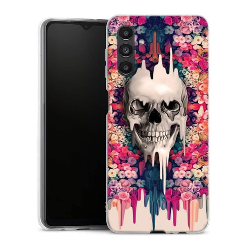 Coque Samsung A04S Crâne et Fleurs