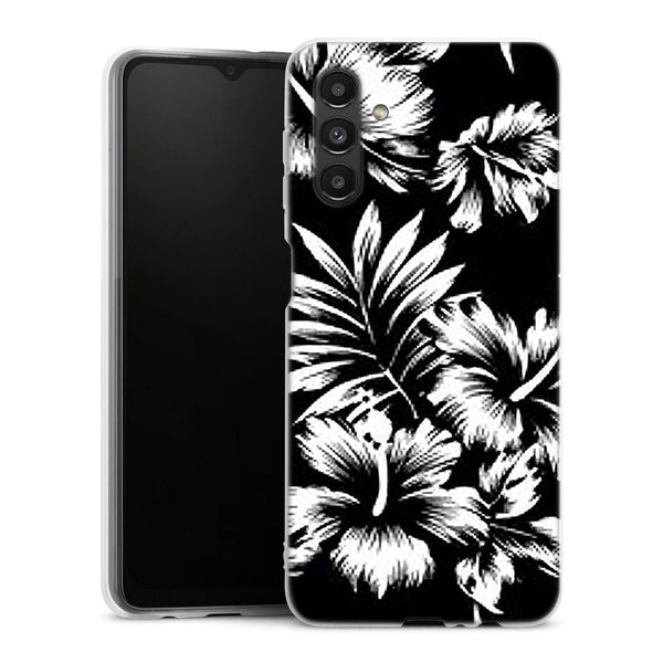 Coque pour Samsung Galaxy A04S Fleurs Sauvages Noires