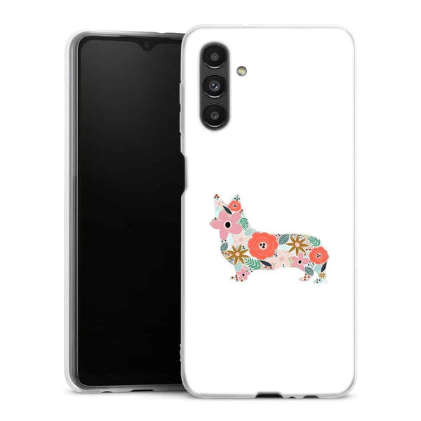 Coque Samsung Galaxy A04S floral corgi