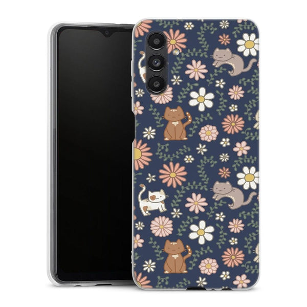 Coque Samsung Galaxy A04S Floral meower marine
