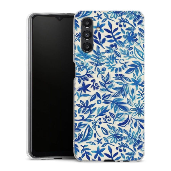 Coque Samsung Galaxy A04S Jardin flottant motif aquarelle en bleu