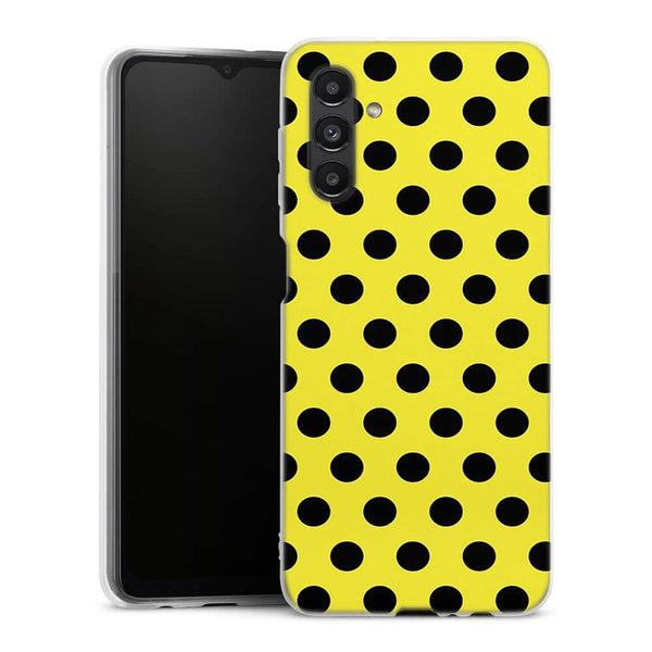 Coque pour Samsung A04S Jaune à Pois Noirs