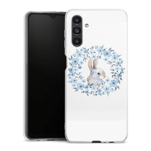 Coque Samsung Galaxy A04S Lapin Fleur Bleue