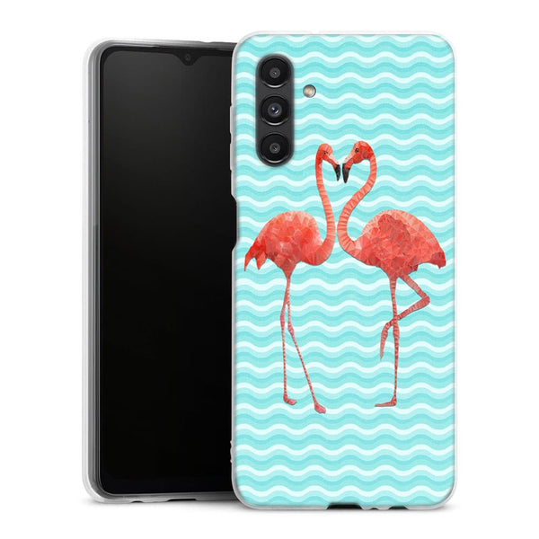Coque pour Samsung A04S Flamingo love
