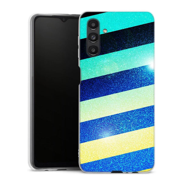 Coque pour Samsung A04S Striped colorful glitter