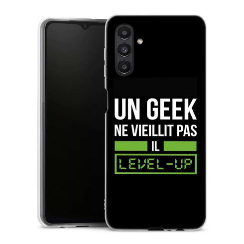 Coque Samsung A04S Un Geek Ne vieillit pas il Level Up