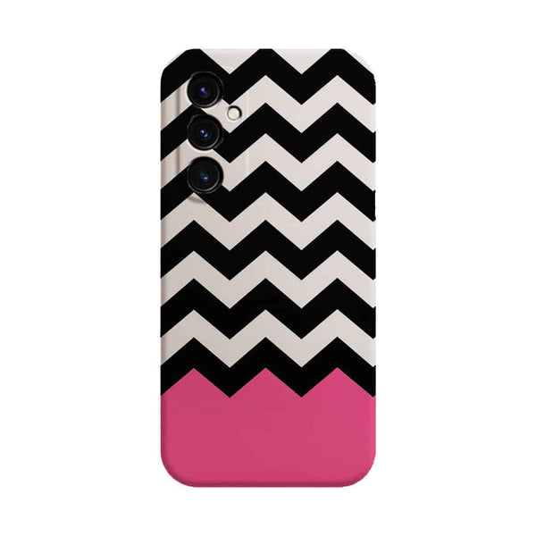 Coque pour Samsung A05S Chevrons Colorés Rose et Noir
