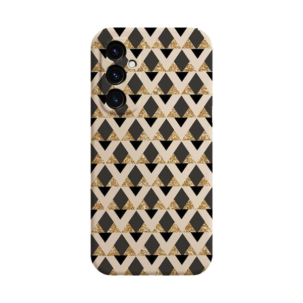 Coque pour Samsung A05S Glitter triangles in gold black and nude