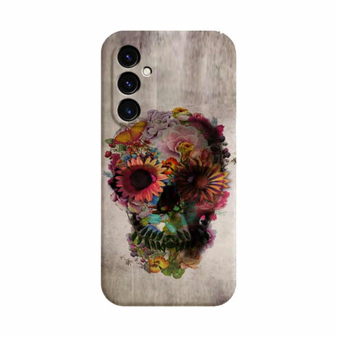 Coque pour Samsung A05S Skull flowers gardening