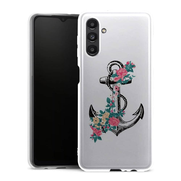 Coque Samsung Galaxy A13 5G ancre florale rose - MaCoquePerso