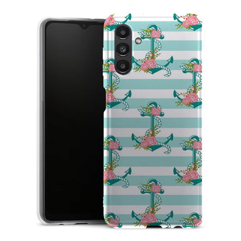 Coque Samsung Galaxy A13 5G ancres et fleurs - MaCoquePerso