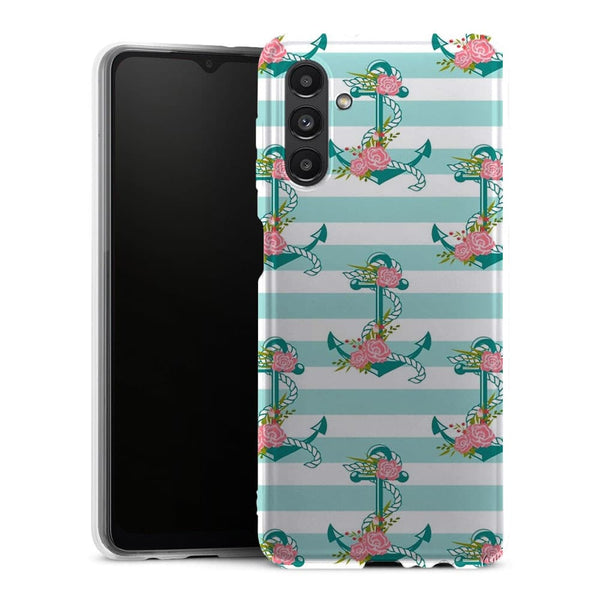 Coque Samsung Galaxy A13 5G ancres et fleurs - MaCoquePerso