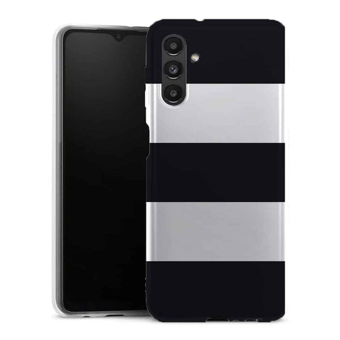 Coque Samsung Galaxy A13 5G Bandes Mariniere Noires Blanches - MaCoquePerso