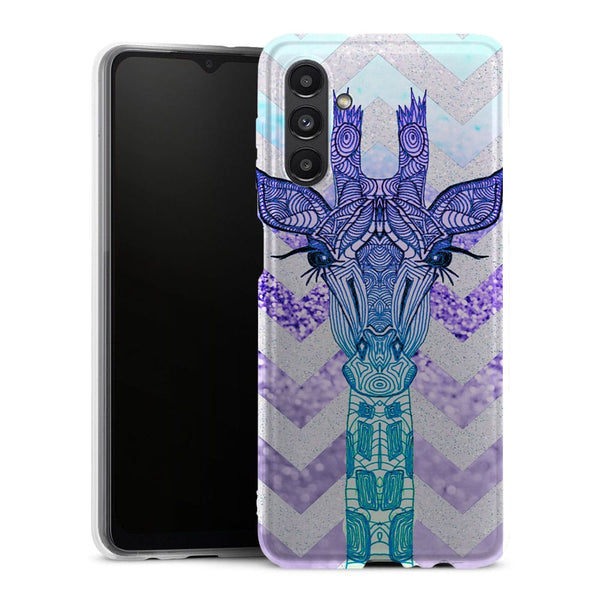 Coque Samsung Galaxy A13 5G Glitter Girafe Bleu - MaCoquePerso