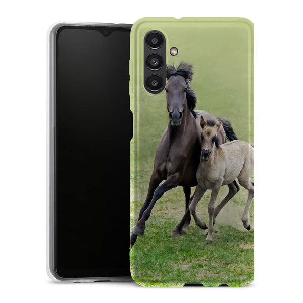 Coque Samsung Galaxy A13 5G Horses, Wild Duelmener ponies, mare and foal - MaCoquePerso
