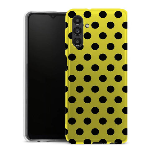 Coque Samsung Galaxy A13 5G Jaune à Pois Noirs - MaCoquePerso