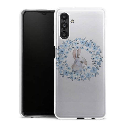 Coque Samsung Galaxy A13 5G Lapin Fleur Bleue - MaCoquePerso