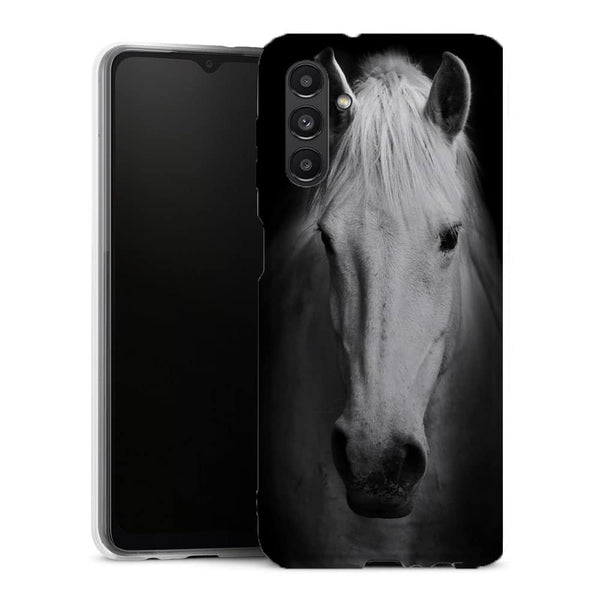 Coque pour Galaxy A13 5G Tete de Cheval Noir et Blanc - MaCoquePerso