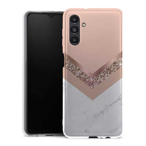 Coque protection portable Samsung Galaxy A13 5G Triangle en or rose et marbre - MaCoquePerso