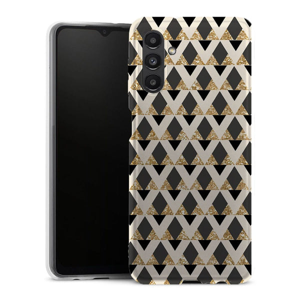 Coque Samsung Galaxy A13 5G Glitter triangles in gold black and nude - MaCoquePerso
