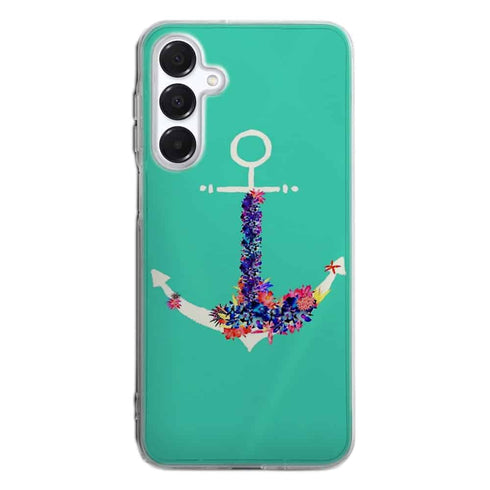 Coque Samsung A16 5G ancre florale turquoise