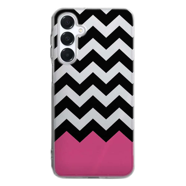 Coque pour Samsung A16 5G Chevrons Colorés Rose et Noir