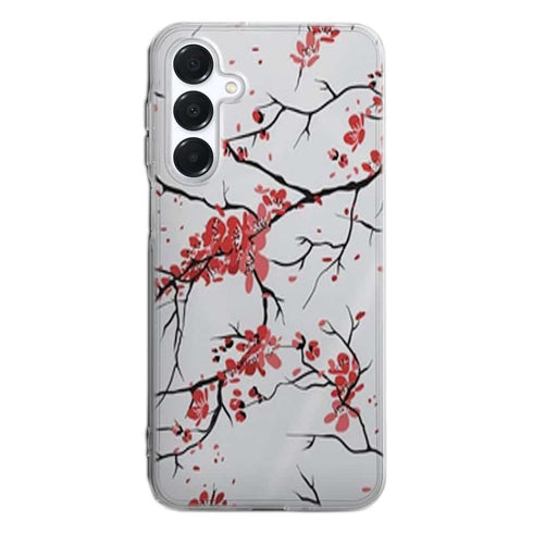 Coque Samsung A16 5G fleurs de cerisier orientales blanches et rouges