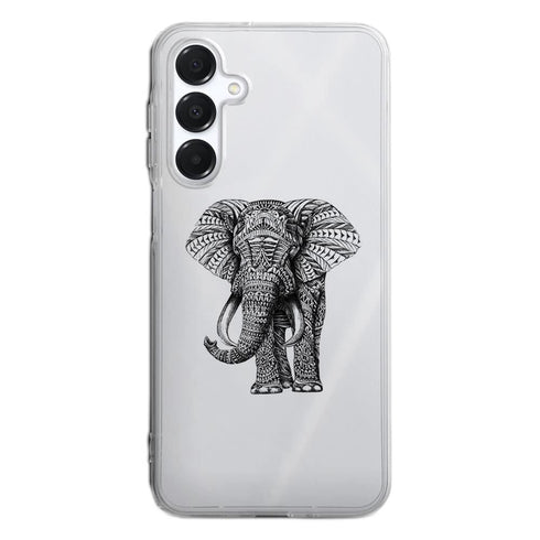 Coque Samsung Galaxy A16 5G Noir dessin Blanc Elephant