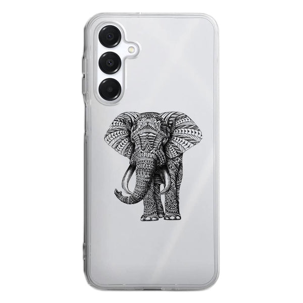 Coque Samsung Galaxy A16 5G Noir dessin Blanc Elephant