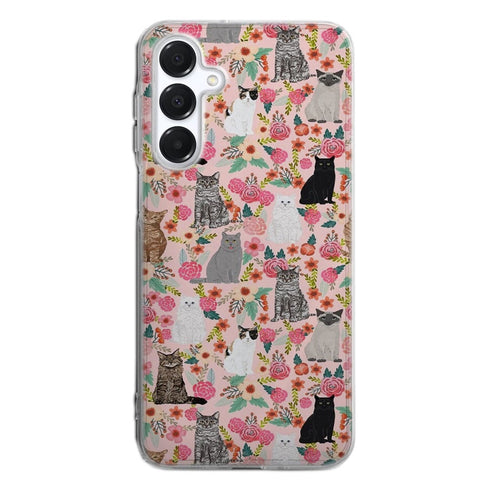 Coque Samsung Galaxy A16 5G Racesde chats mixtes florales