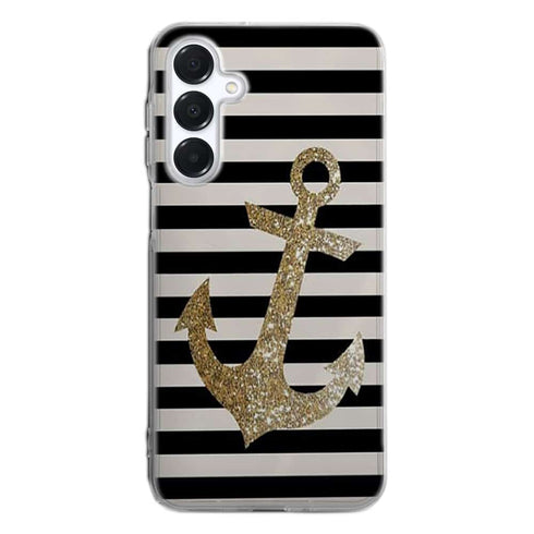 Coque Samsung Galaxy A16 5G original Gold Glitter Anchor in black