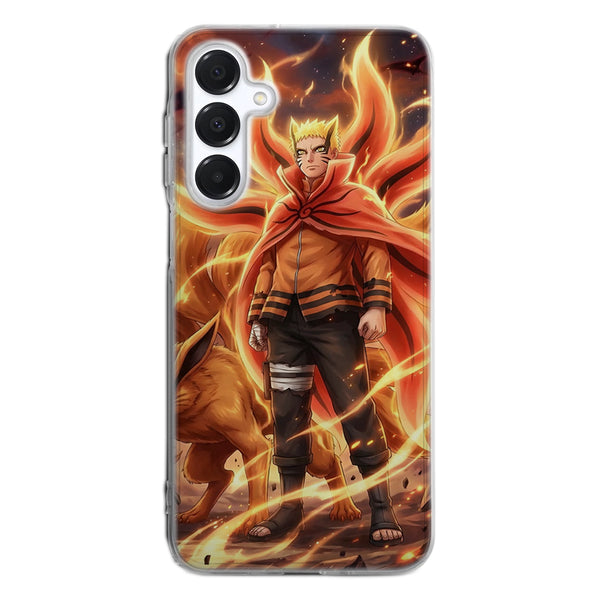 Coque Samsung A16 5G Naruto Prime Baryon Mode avec illustration HD de Naruto en mode Baryon, coque antichoc en gel TPU.