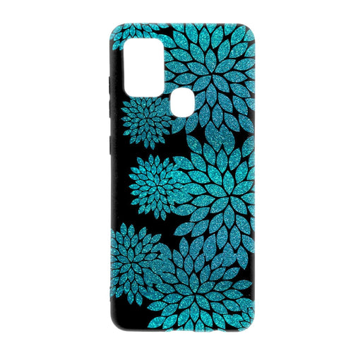 Site pour coque telephone Française Samsung A21S Aqua Glitter Flowers