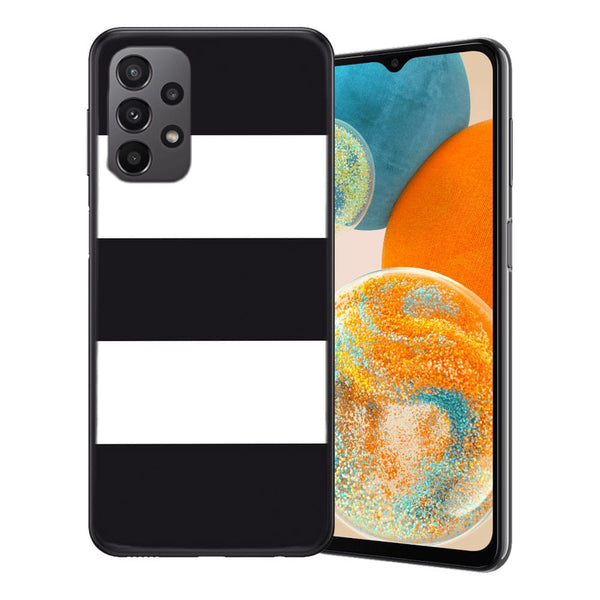 Coque Samsung Galaxy A23 5G Bandes Mariniere Noires Blanches