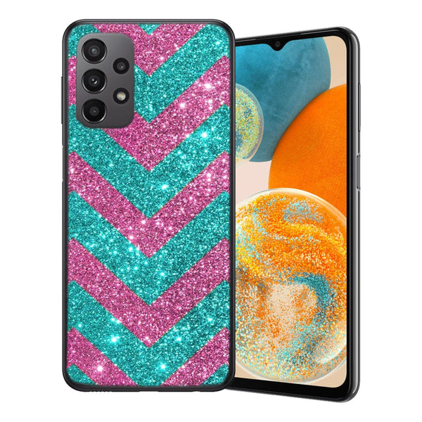 Coque Samsung Galaxy A23 5G Chevrons Strass Violet Rose