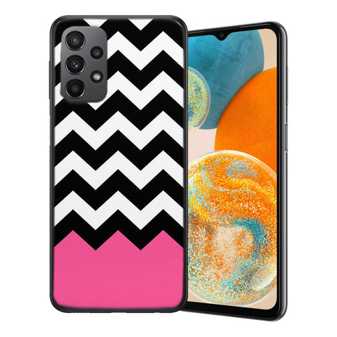 Coque Samsung Galaxy A23 5G Chevrons Colorés Rose et Noir