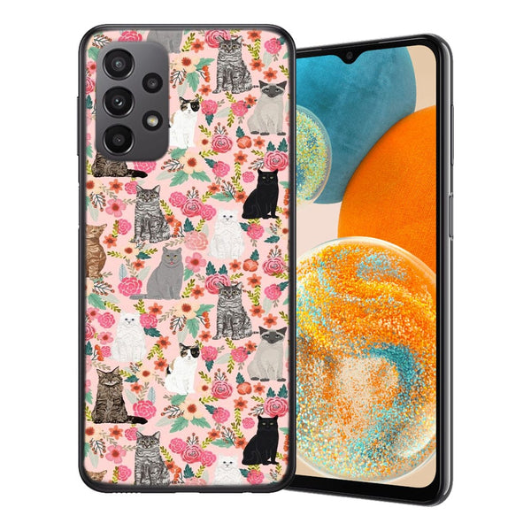 Coque Samsung Galaxy A23 5G Racesde chats mixtes florales