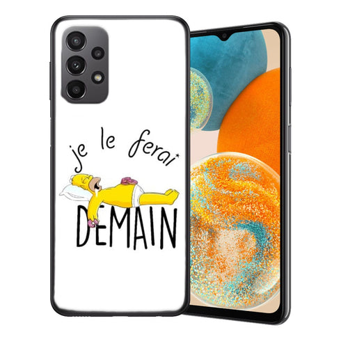 Coque portable Samsung A23 Je le Ferai demain Homer donuts